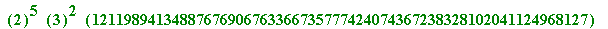 ``(2)^5*``(3)^2*``(12119894134887676906763366735777424074367238328102041124968127)