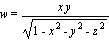 w = x*y/sqrt(1-x^2-y^2-z^2)