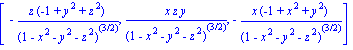vector([-z*(-1+y^2+z^2)/(1-x^2-y^2-z^2)^(3/2), x*z*y/(1-x^2-y^2-z^2)^(3/2), -x*(-1+x^2+y^2)/(1-x^2-y^2-z^2)^(3/2)])