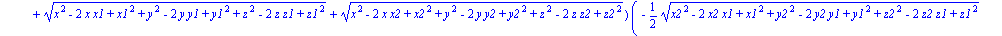 1/4*(x2^2-2*x2*x1+x1^2+y2^2-2*y2*y1+y1^2+z2^2-2*z2*z1+z1^2)*(2*(x2^2-2*x2*x1+x1^2+y2^2-2*y2*y1+y1^2+z2^2-2*z2*z1+z1^2)*r-2*((x2^2-2*x2*x1+x1^2+y2^2-2*y2*y1+y1^2+z2^2-2*z2*z1+z1^2)*(x^2-2*x*x2+x2^2+y^2...
