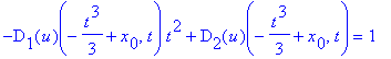 -D[1](u)(-1/3*t^3+x[0],t)*t^2+D[2](u)(-1/3*t^3+x[0],t) = 1