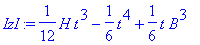 IzI := 1/12*H*t^3-1/6*t^4+1/6*t*B^3