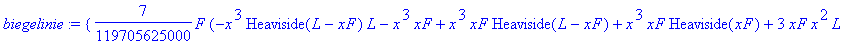 biegelinie := PIECEWISE([7/119705625000*F*(-x^3*Heaviside(L-xF)*L-x^3*xF+x^3*xF*Heaviside(L-xF)+x^3*xF*Heaviside(xF)+3*xF*x^2*L-3*x^2*xF*Heaviside(xF)*L-xF^3*x+xF^3*x*Heaviside(L-xF)-3*xF^2*x*Heaviside...