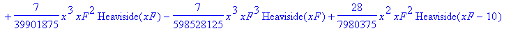 biegelinie := PIECEWISE([28/4788225*x^3*Heaviside(xF-10)+7/598528125*x^3*xF^3*Heaviside(xF-10)-7/39901875*x^3*xF^2*Heaviside(xF-10)+7/39901875*x^3*xF^2*Heaviside(xF)-7/598528125*x^3*xF^3*Heaviside(xF)+...