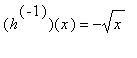 (h^(-1))(x) = -sqrt(x)