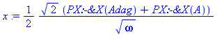 1/2*2^(1/2)*(PX:-`&X`(Adag)+PX:-`&X`(A))/omega^(1/2)