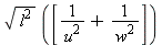 sqrt(l^2)*([1/(u^2)+1/(w^2)])