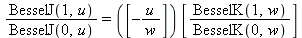 BesselJ(1, u)/BesselJ(0, u) = ([-u/w])*[BesselK(1, w)/BesselK(0, w)]