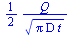 `+`(`/`(`*`(`/`(1, 2), `*`(Q)), `*`(`^`(`*`(Pi, `*`(D, `*`(t))), `/`(1, 2)))))