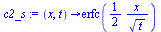 proc (x, t) options operator, arrow; erfc(`+`(`/`(`*`(`/`(1, 2), `*`(x)), `*`(`^`(t, `/`(1, 2)))))) end proc