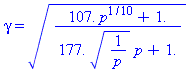 gamma = ((107.*p^(1/10)+1.)/(177.*(1/p)^(1/2)*p+1.))^(1/2)