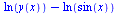 `+`(ln(y(x)), `-`(ln(sin(x))))