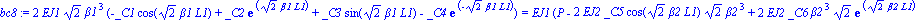 bc8 := 2*EJ1*2^(1/2)*beta1^3*(-_C1*cos(2^(1/2)*beta1*L1)+_C2*exp(2^(1/2)*beta1*L1)+_C3*sin(2^(1/2)*beta1*L1)-_C4*exp(-2^(1/2)*beta1*L1)) = EJ1*(P-2*EJ2*_C5*cos(2^(1/2)*beta2*L1)*2^(1/2)*beta2^3+2*EJ2*...