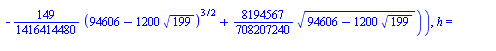 {theta = `+`(`-`(arctan(`+`(`/`(`*`(`/`(1, 2832828960), `*`(`^`(3, `/`(1, 2)), `*`(`^`(`+`(94606, `-`(`*`(1200, `*`(`^`(199, `/`(1, 2)))))), `/`(1, 2)), `*`(`+`(3383520, `-`(`*`(106800, `*`(`^`(199, `...