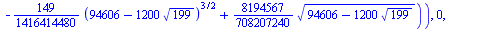 [`+`(`-`(arctan(`+`(`/`(`*`(`/`(50, 367), `*`(`^`(`+`(94606, `-`(`*`(1200, `*`(`^`(199, `/`(1, 2)))))), `/`(1, 2)), `*`(`^`(3, `/`(1, 2))))), `*`(`+`(`-`(`/`(3750, 367)), `-`(`*`(`/`(1200, 367), `*`(`...