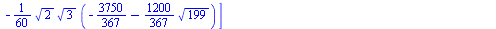 [`+`(`-`(arctan(`+`(`/`(`*`(`/`(50, 367), `*`(`^`(`+`(94606, `-`(`*`(1200, `*`(`^`(199, `/`(1, 2)))))), `/`(1, 2)), `*`(`^`(3, `/`(1, 2))))), `*`(`+`(`-`(`/`(3750, 367)), `-`(`*`(`/`(1200, 367), `*`(`...
