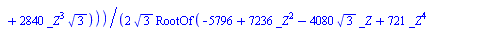 {y = `+`(`-`(`/`(`*`(`/`(3, 16), `*`(`^`(2, `/`(1, 2)), `*`(`+`(`*`(34, `*`(`^`(3, `/`(1, 2)))), `*`(3, `*`(`^`(3, `/`(1, 2)), `*`(`^`(RootOf(`+`(`-`(5796), `*`(7236, `*`(`^`(_Z, 2))), `-`(`*`(4080, `...