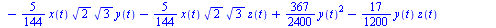 [`+`(`*`(`/`(3, 2), `*`(cos(psi(t)))), `-`(x(t))), `+`(`*`(`/`(3, 2), `*`(sin(psi(t)))), `-`(y(t))), `+`(h(t), `-`(z(t))), `+`(`*`(`/`(31, 144), `*`(`^`(x(t), 2))), `-`(`*`(`/`(5, 144), `*`(x(t), `*`(...