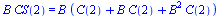 `*`(B, `*`(CS(2))) = `*`(B, `*`(`+`(C(2), `*`(B, `*`(C(2))), `*`(`^`(B, 2), `*`(C(2))))))