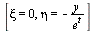 [xi = 0, eta = `+`(`-`(`/`(`*`(y), `*`(`^`(e, t)))))]