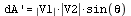 diff(dA(x), x) = `*`(abs(V1), `*`(abs(V2), `*`(sin(theta))))