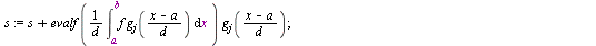 `:=`(SlantE, proc (f, ab, n) local a, b, j, d, s, x, L, g; `:=`(x, lhs(ab)); `:=`(a, lhs(rhs(ab))); `:=`(b, rhs(rhs(ab))); `:=`(d, `+`(b, `-`(a))); `:=`(L, []); `:=`(s, 0); `:=`(g, Slant(n)); for j to...