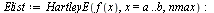 `:=`(Elist, HartleyE(f(x), x = a .. b, nmax)); -1