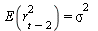 E(`*`(`^`(r[`+`(t, `-`(2))], 2))) = `*`(`^`(sigma, 2))