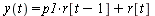 y(t) = `+`(`*`(p1, `*`(r[`+`(t, `-`(1))])), r[t])