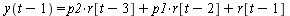 y(`+`(t, `-`(1))) = `+`(`*`(p2, `*`(r[`+`(t, `-`(3))])), `*`(p1, `*`(r[`+`(t, `-`(2))])), r[`+`(t, `-`(1))])