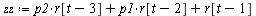 `:=`(zz, `+`(`*`(p2, `*`(r[`+`(t, `-`(3))])), `*`(p1, `*`(r[`+`(t, `-`(2))])), r[`+`(t, `-`(1))]))