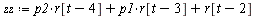 `:=`(zz, `+`(`*`(p2, `*`(r[`+`(t, `-`(4))])), `*`(p1, `*`(r[`+`(t, `-`(3))])), r[`+`(t, `-`(2))]))