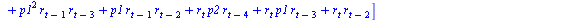 AutoCovariance(y(t), y(`+`(t, `-`(2)))) = `*`(E, `*`([`+`(`*`(`^`(p2, 2), `*`(r[`+`(t, `-`(2))], `*`(r[`+`(t, `-`(4))]))), `*`(p2, `*`(r[`+`(t, `-`(2))], `*`(p1, `*`(r[`+`(t, `-`(3))])))), `*`(p2, `*`...
