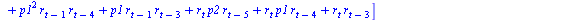 AutoCovariance(y(t), y(`+`(t, `-`(2)))) = `*`(E, `*`([`+`(`*`(`^`(p2, 2), `*`(r[`+`(t, `-`(2))], `*`(r[`+`(t, `-`(5))]))), `*`(p2, `*`(r[`+`(t, `-`(2))], `*`(p1, `*`(r[`+`(t, `-`(4))])))), `*`(p2, `*`...