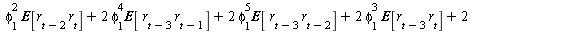 AutoCovariance(y(t), y(t)) = `+`(`*`(`^`(phi[1], 8), `*`(`^`(sigma, 2))), `*`(`^`(phi[1], 6), `*`(`^`(sigma, 2))), `*`(`^`(phi[1], 4), `*`(`^`(sigma, 2))), `*`(`^`(phi[1], 2), `*`(`^`(sigma, 2))), `*`...