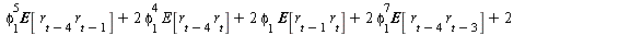 AutoCovariance(y(t), y(t)) = `+`(`*`(`^`(phi[1], 8), `*`(`^`(sigma, 2))), `*`(`^`(phi[1], 6), `*`(`^`(sigma, 2))), `*`(`^`(phi[1], 4), `*`(`^`(sigma, 2))), `*`(`^`(phi[1], 2), `*`(`^`(sigma, 2))), `*`...