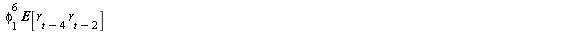AutoCovariance(y(t), y(t)) = `+`(`*`(`^`(phi[1], 8), `*`(`^`(sigma, 2))), `*`(`^`(phi[1], 6), `*`(`^`(sigma, 2))), `*`(`^`(phi[1], 4), `*`(`^`(sigma, 2))), `*`(`^`(phi[1], 2), `*`(`^`(sigma, 2))), `*`...