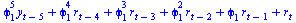 `+`(`*`(`^`(phi[1], 5), `*`(y[`+`(t, `-`(5))])), `*`(`^`(phi[1], 4), `*`(r[`+`(t, `-`(4))])), `*`(`^`(phi[1], 3), `*`(r[`+`(t, `-`(3))])), `*`(`^`(phi[1], 2), `*`(r[`+`(t, `-`(2))])), `*`(phi[1], `*`(...