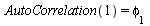 AutoCorrelation(1) = phi[1]