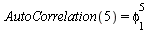 AutoCorrelation(5) = `*`(`^`(phi[1], 5))